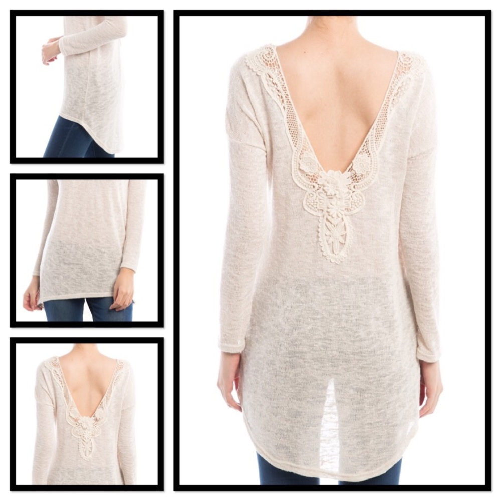 Elegant Cream Lace-Back Women's Top